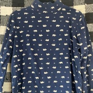Blue turtle neck with white polar bears